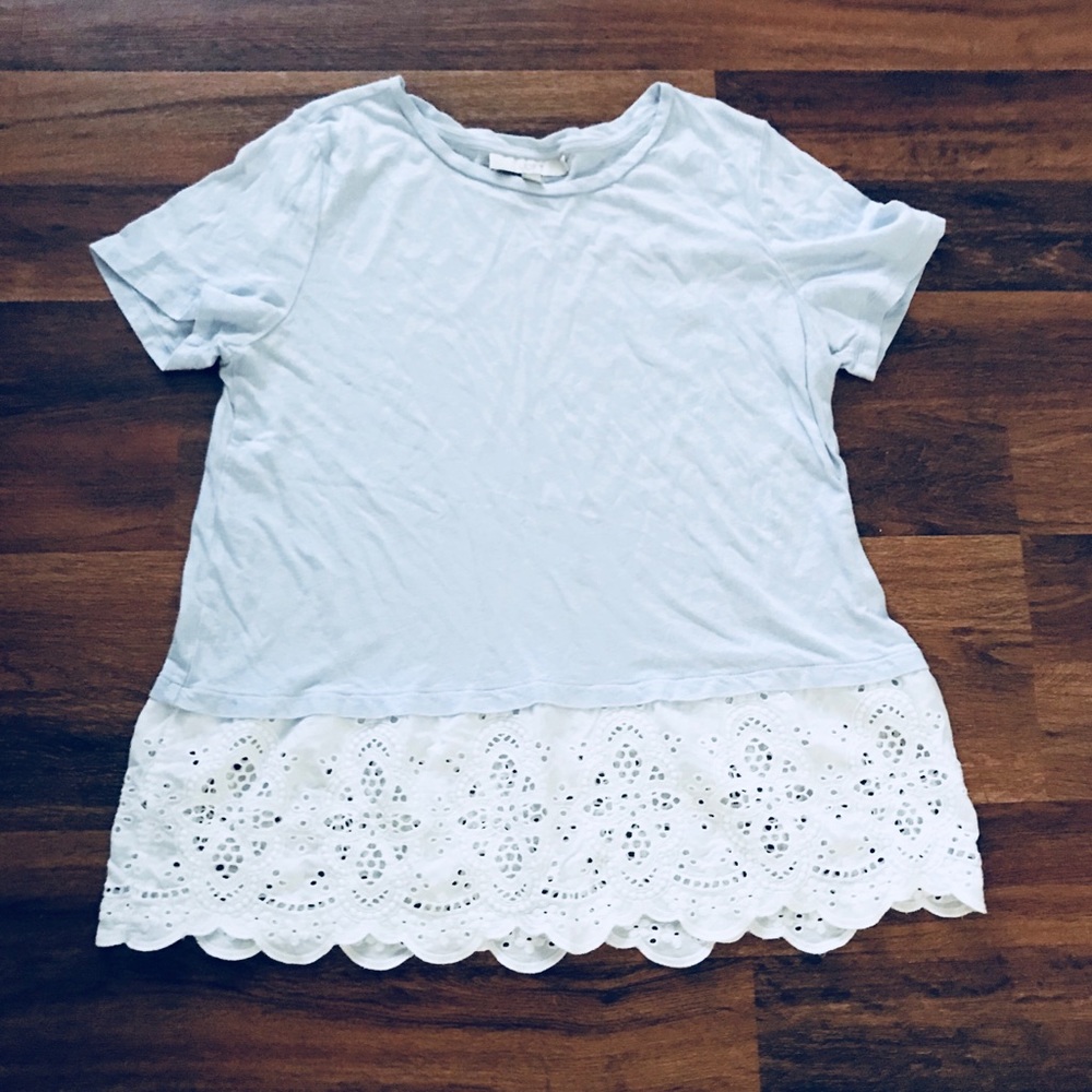 LOFT Tee with Lace Trim